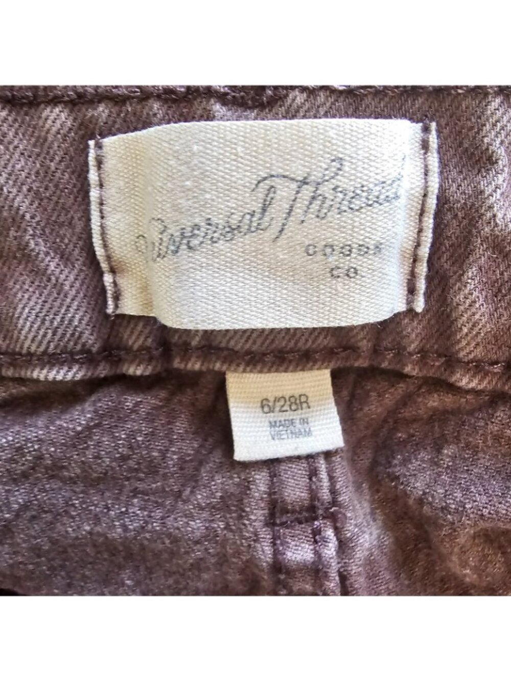 Universal Thread Jeans Womens 6/28R Brown Hi Rise Straight Raw Hem Denim Stretch - Picture 4 of 7